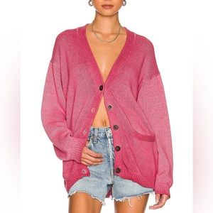 NSF Rogers Cardigan in Ruby Oil Pastel